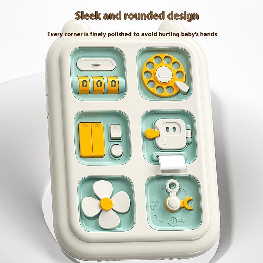 Children's toy with various educational elements on a white background