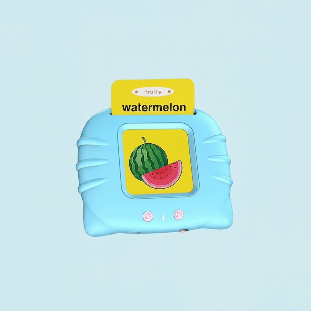 Educational toy with watermelon illustration and measurements on a colorful background